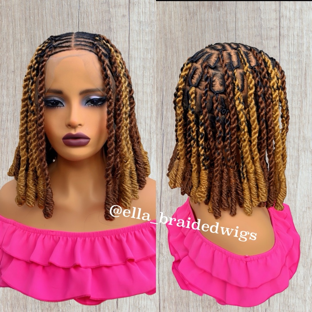 Ombre Brown Kinky Twist Wig Full Lace Wig